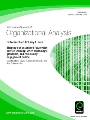 cover image of International Journal of Organizational Analysis, Volume 17, Issue 1
